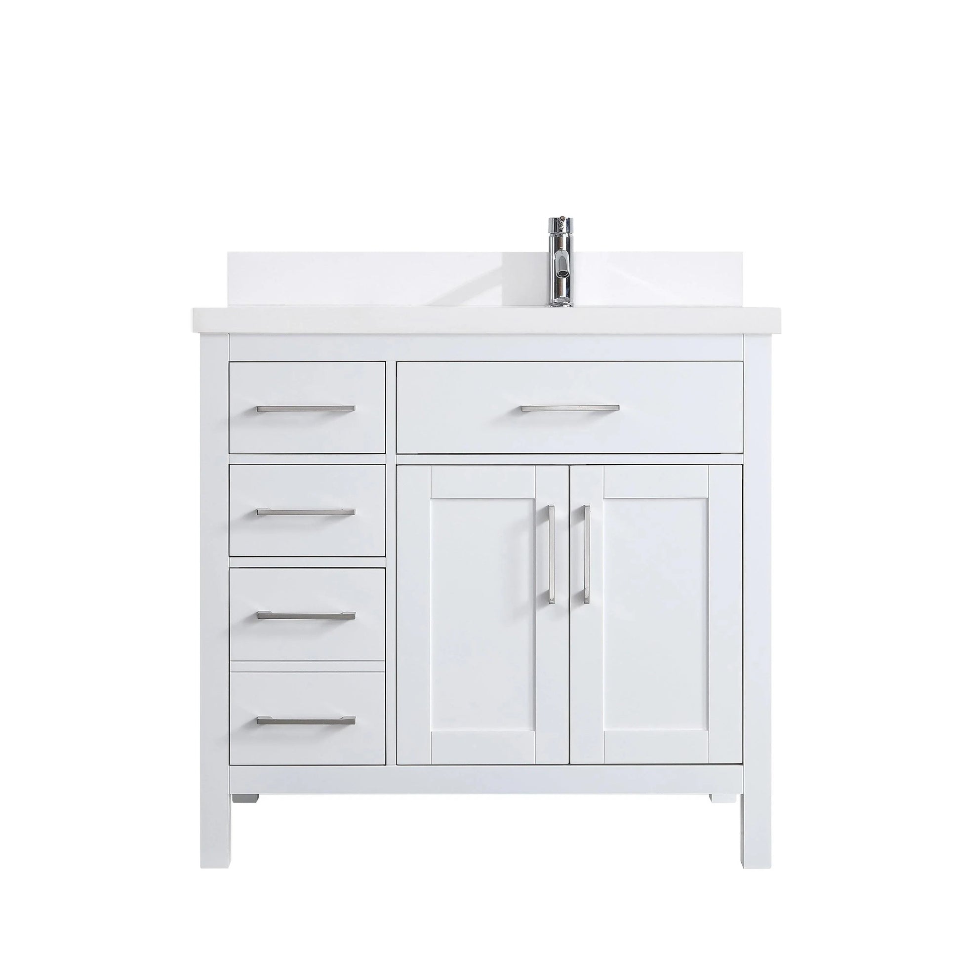 36" White Freestanding Single Sink Bathroom Vanity with Snow White Quartz Countertop-Migration_Bathroom Vanities-DECOROLALA