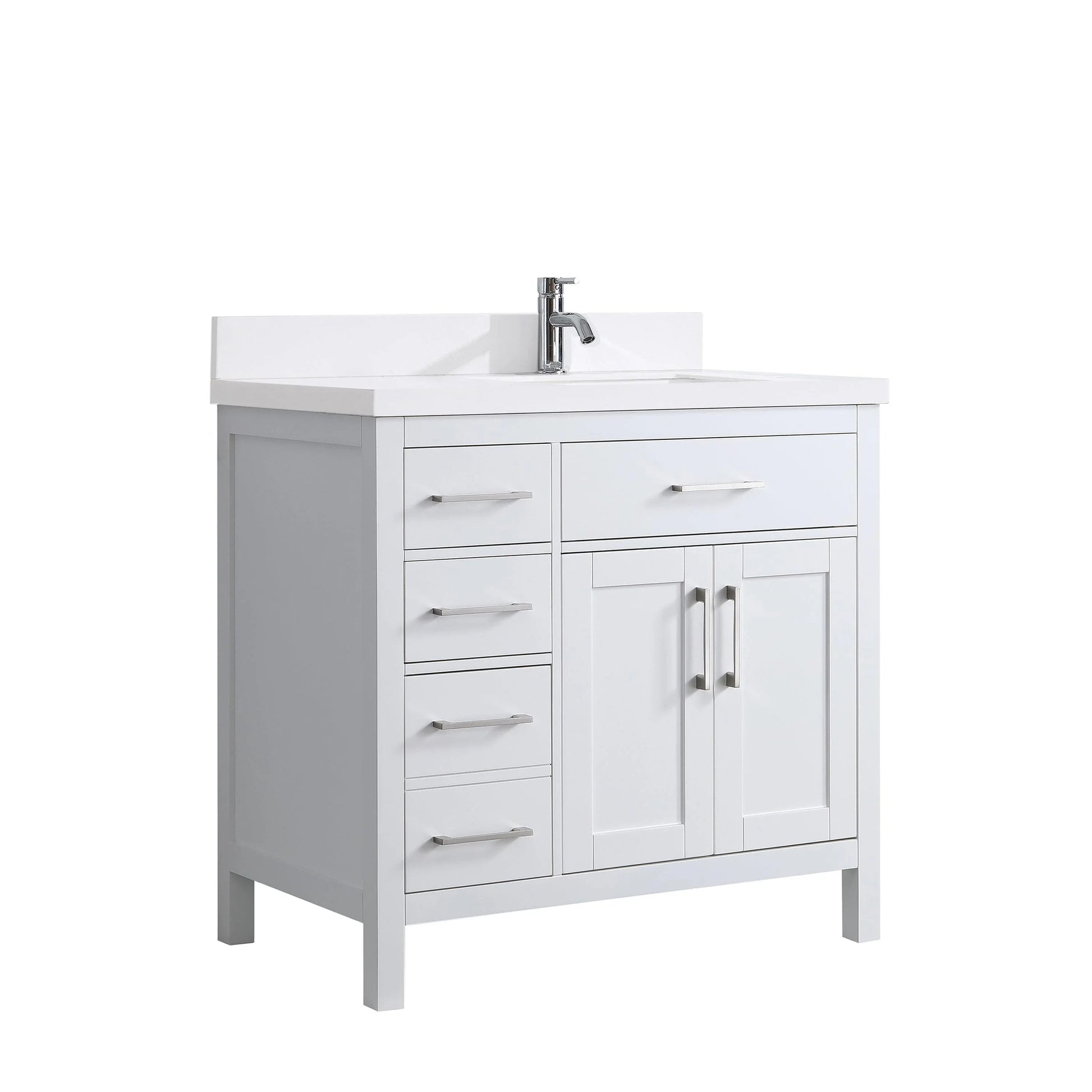 36" White Freestanding Single Sink Bathroom Vanity with Snow White Quartz Countertop-Migration_Bathroom Vanities-DECOROLALA