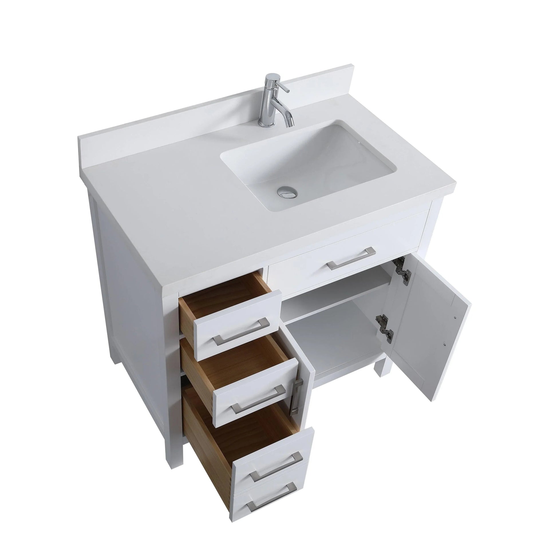 36" White Freestanding Single Sink Bathroom Vanity with Snow White Quartz Countertop-Migration_Bathroom Vanities-DECOROLALA