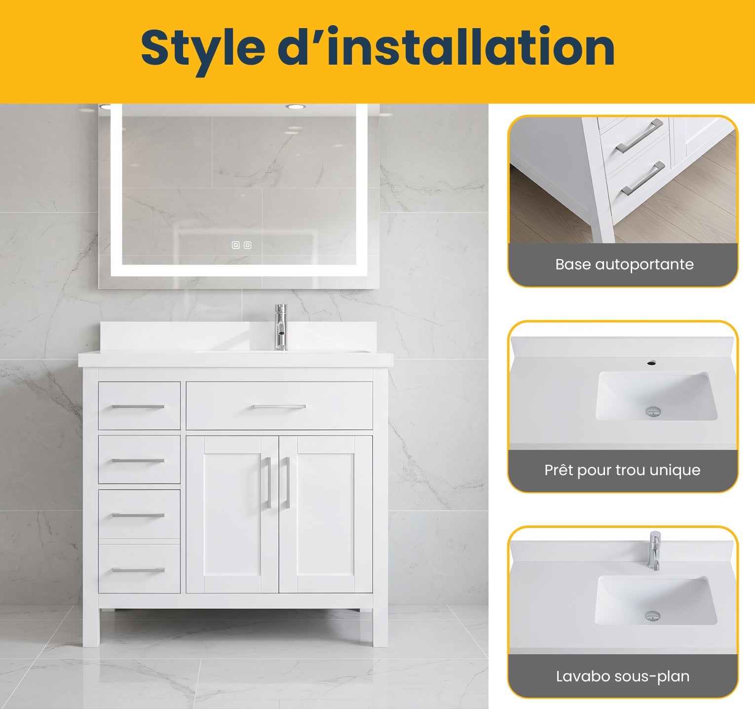 36" White Freestanding Single Sink Bathroom Vanity with Snow White Quartz Countertop-Migration_Bathroom Vanities-DECOROLALA