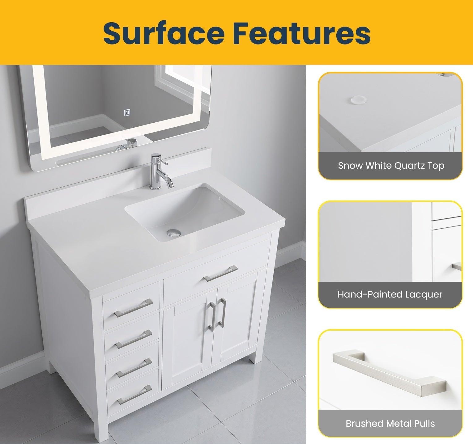 36" White Freestanding Single Sink Bathroom Vanity with Snow White Quartz Countertop-Migration_Bathroom Vanities-DECOROLALA