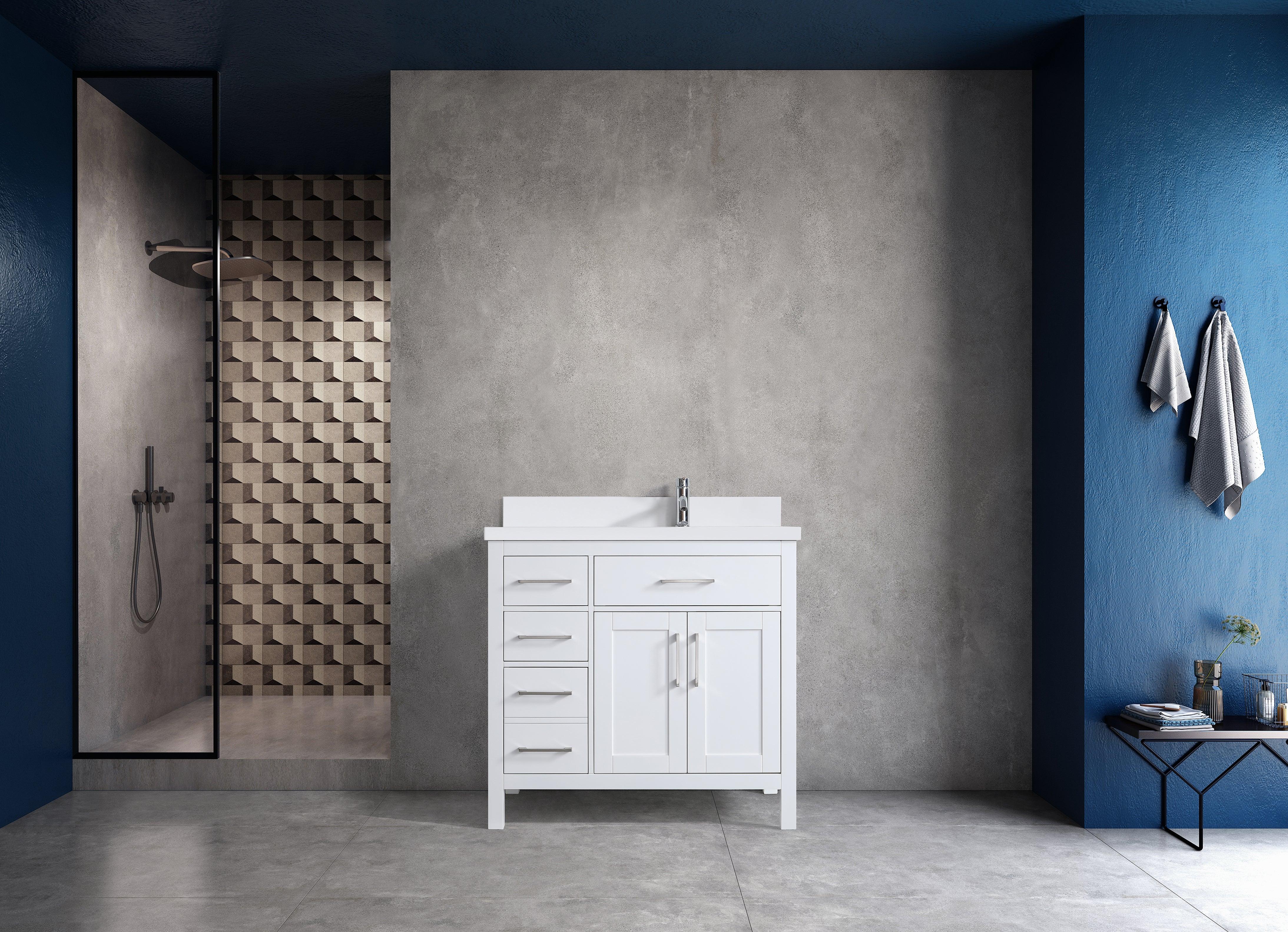 36" White Freestanding Single Sink Bathroom Vanity with Snow White Quartz Countertop-Migration_Bathroom Vanities-DECOROLALA