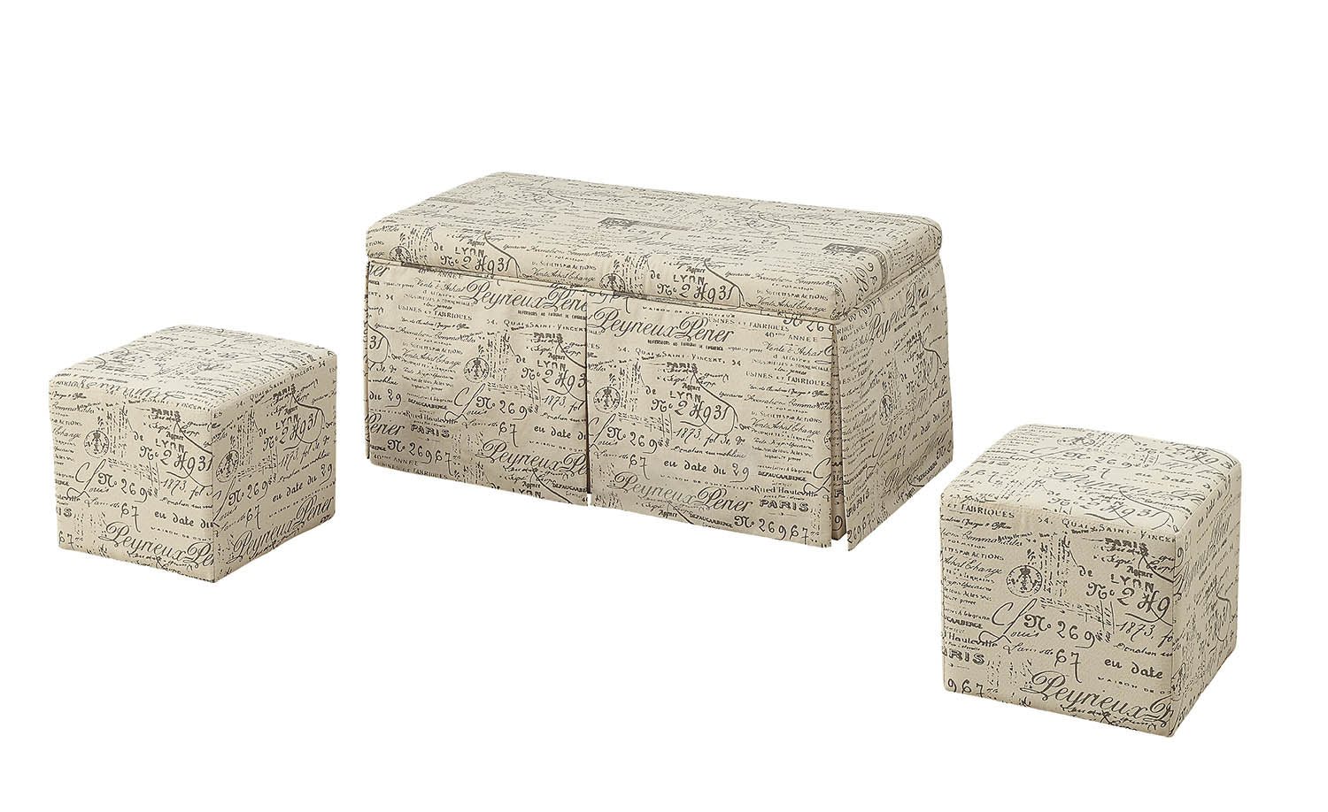 36" White Upholstered Polyester Blend Abstract Bench with Flip top-Benches-DECOROLALA