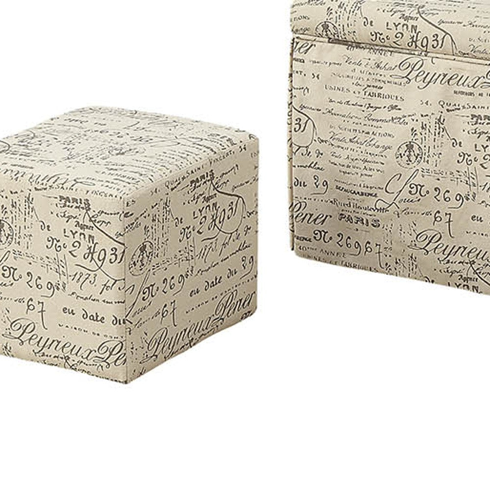 36" White Upholstered Polyester Blend Abstract Bench with Flip top-Benches-DECOROLALA