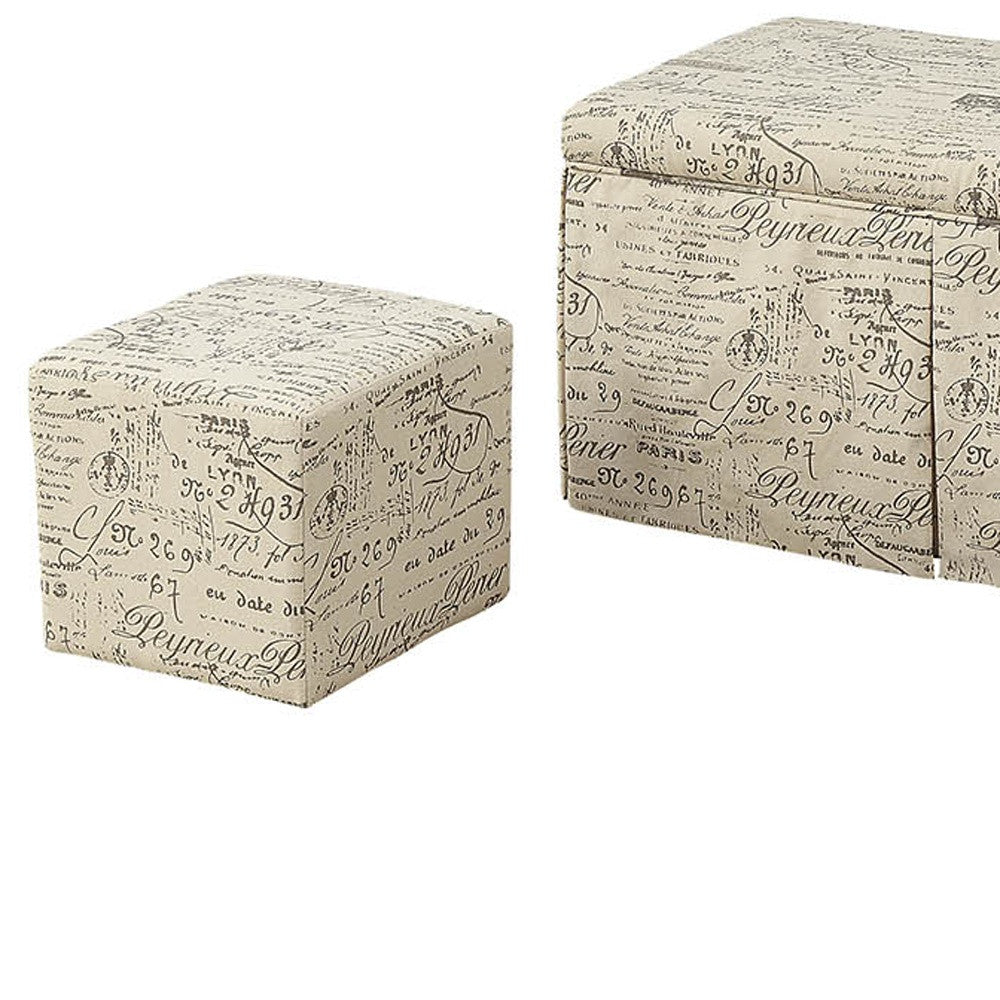 36" White Upholstered Polyester Blend Abstract Bench with Flip top-Benches-DECOROLALA