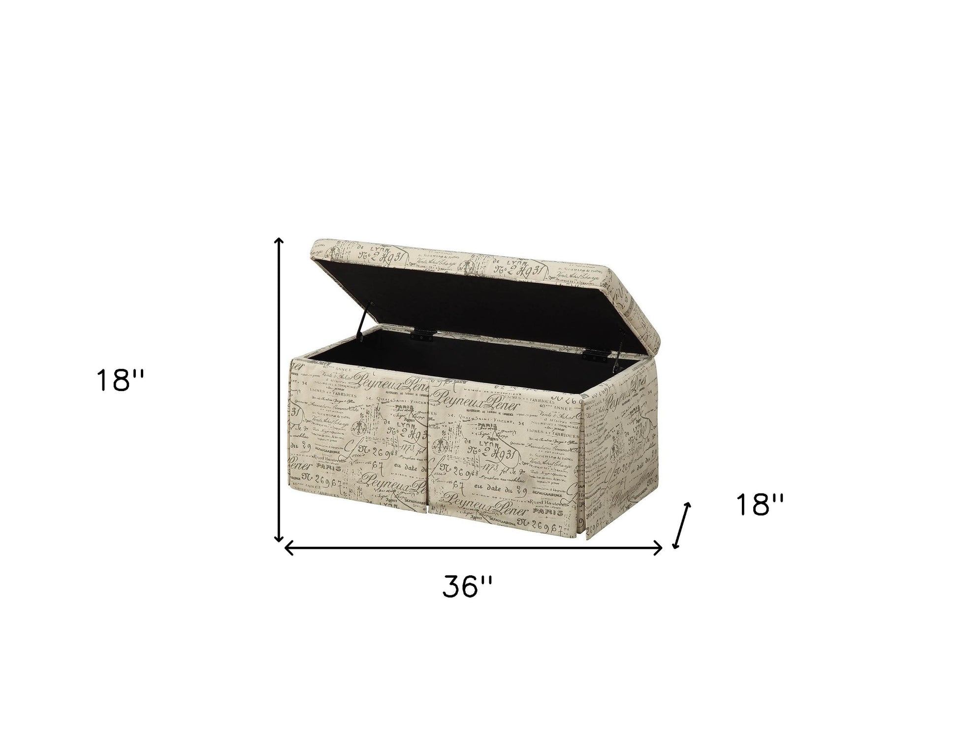 36" White Upholstered Polyester Blend Abstract Bench with Flip top-Benches-DECOROLALA