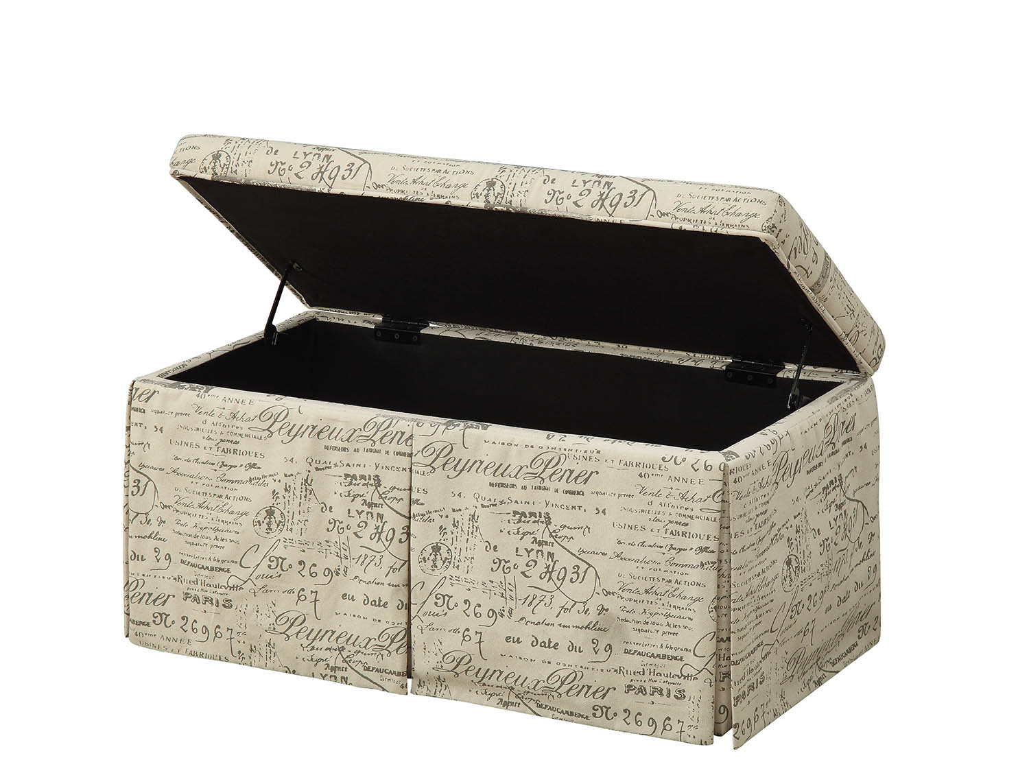 36" White Upholstered Polyester Blend Abstract Bench with Flip top-Benches-DECOROLALA