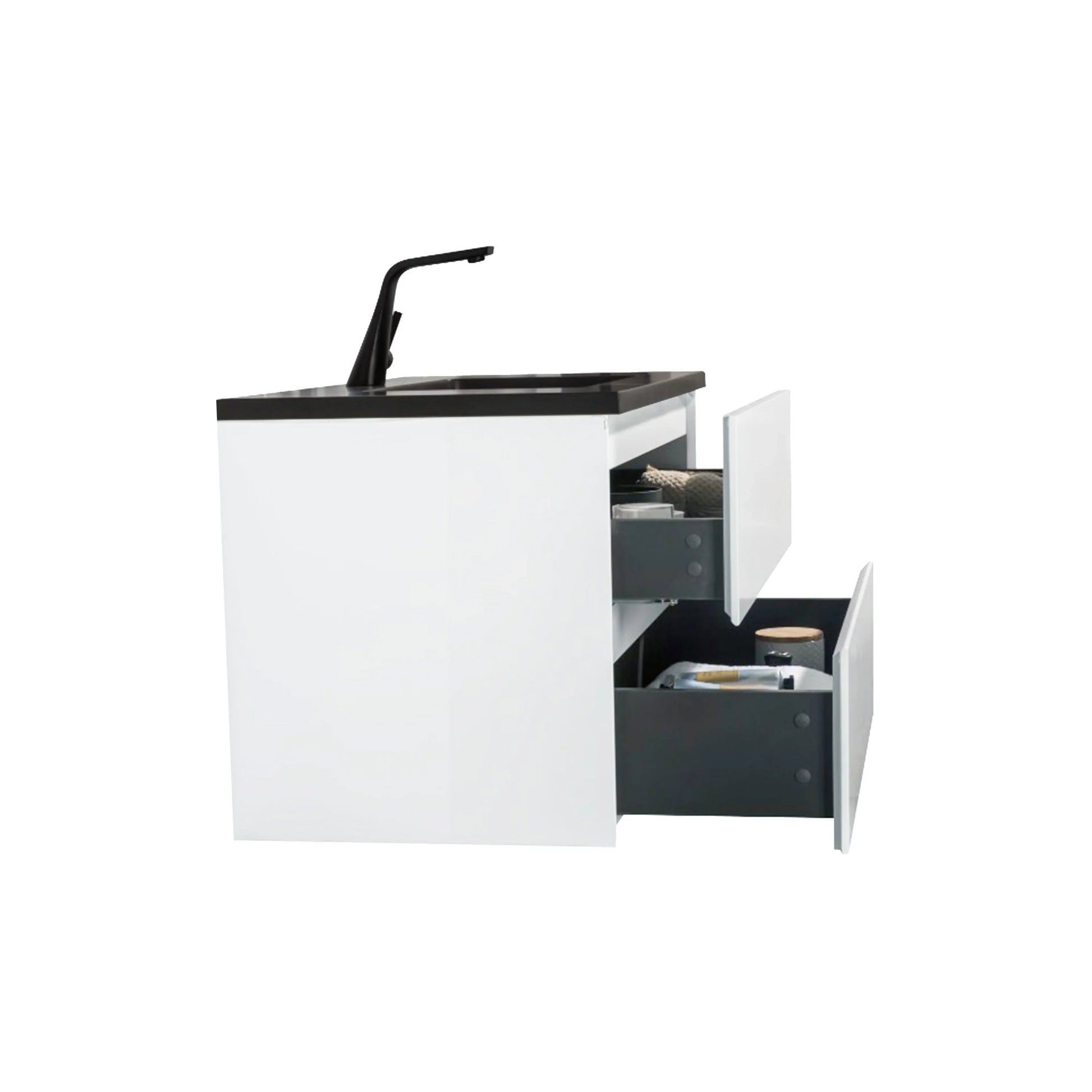 36" White Wall Mount Bathroom Vanity with Black Engineered Quartz Countertop-Migration_Bathroom Vanities-DECOROLALA