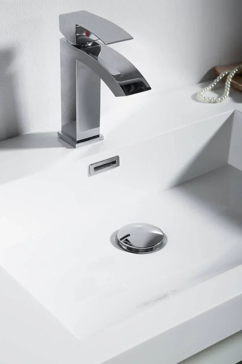 36" White Wall Mount Bathroom Vanity with White Polymarble Countertop-Migration_Bathroom Vanities-DECOROLALA