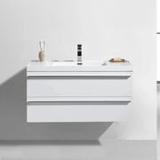 36" White Wall Mount Bathroom Vanity with White Polymarble Countertop-Migration_Bathroom Vanities-DECOROLALA