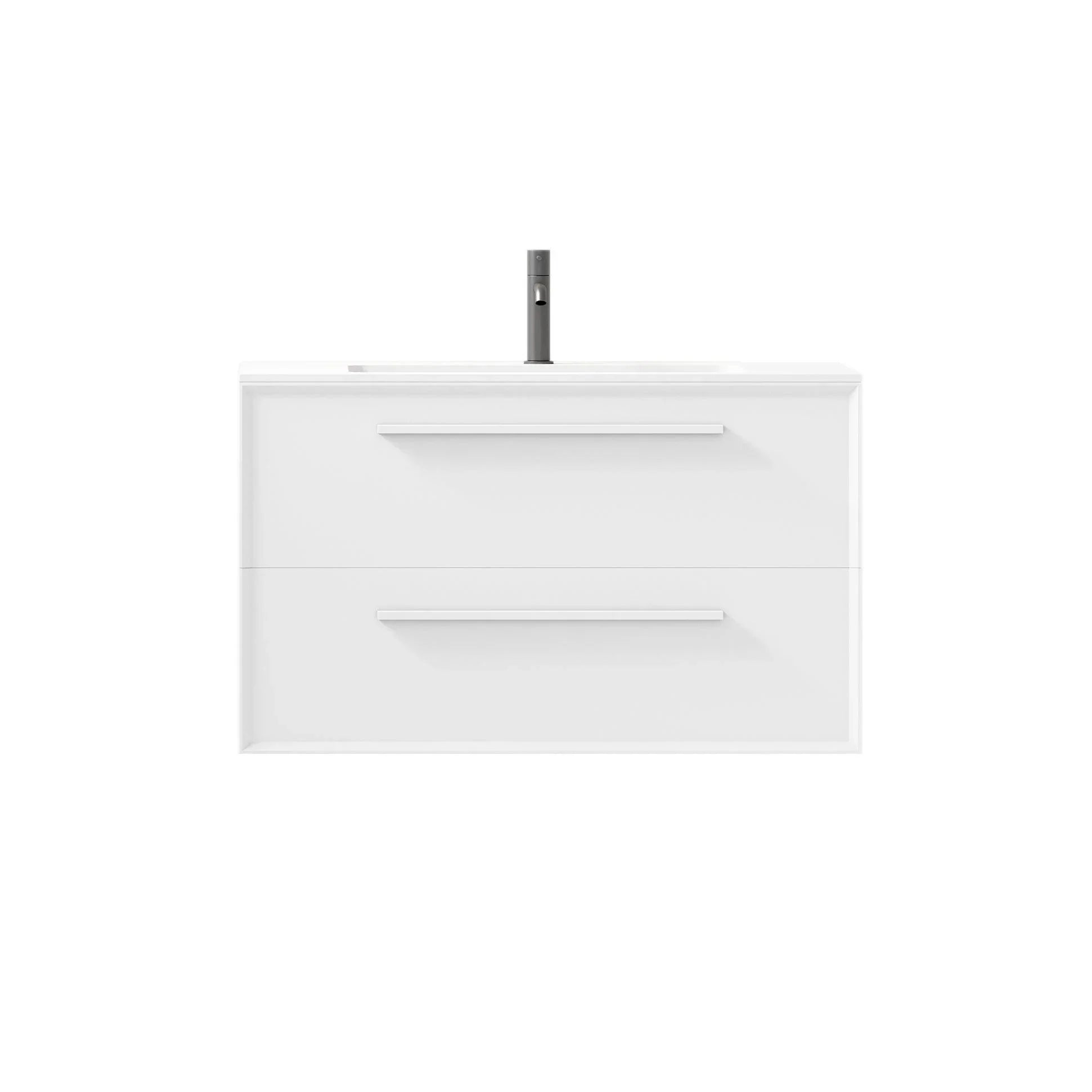 36" White Wall Mount Single Sink Bathroom Vanity with Matte White Solid Surface Countertop-Migration_Bathroom Vanities-DECOROLALA
