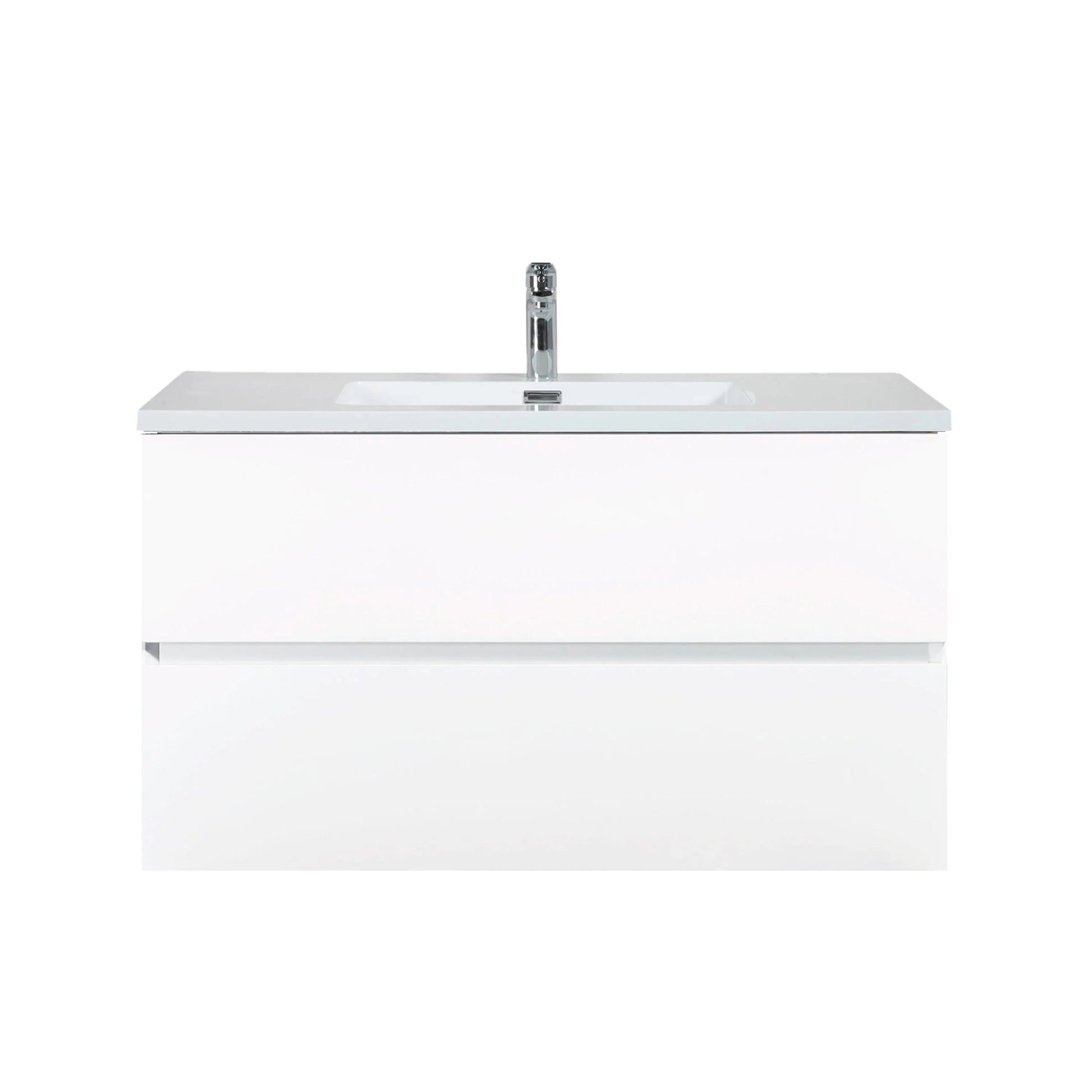 36" White Wall Mount Single Sink Bathroom Vanity with White Polymarble Countertop-Migration_Bathroom Vanities-DECOROLALA