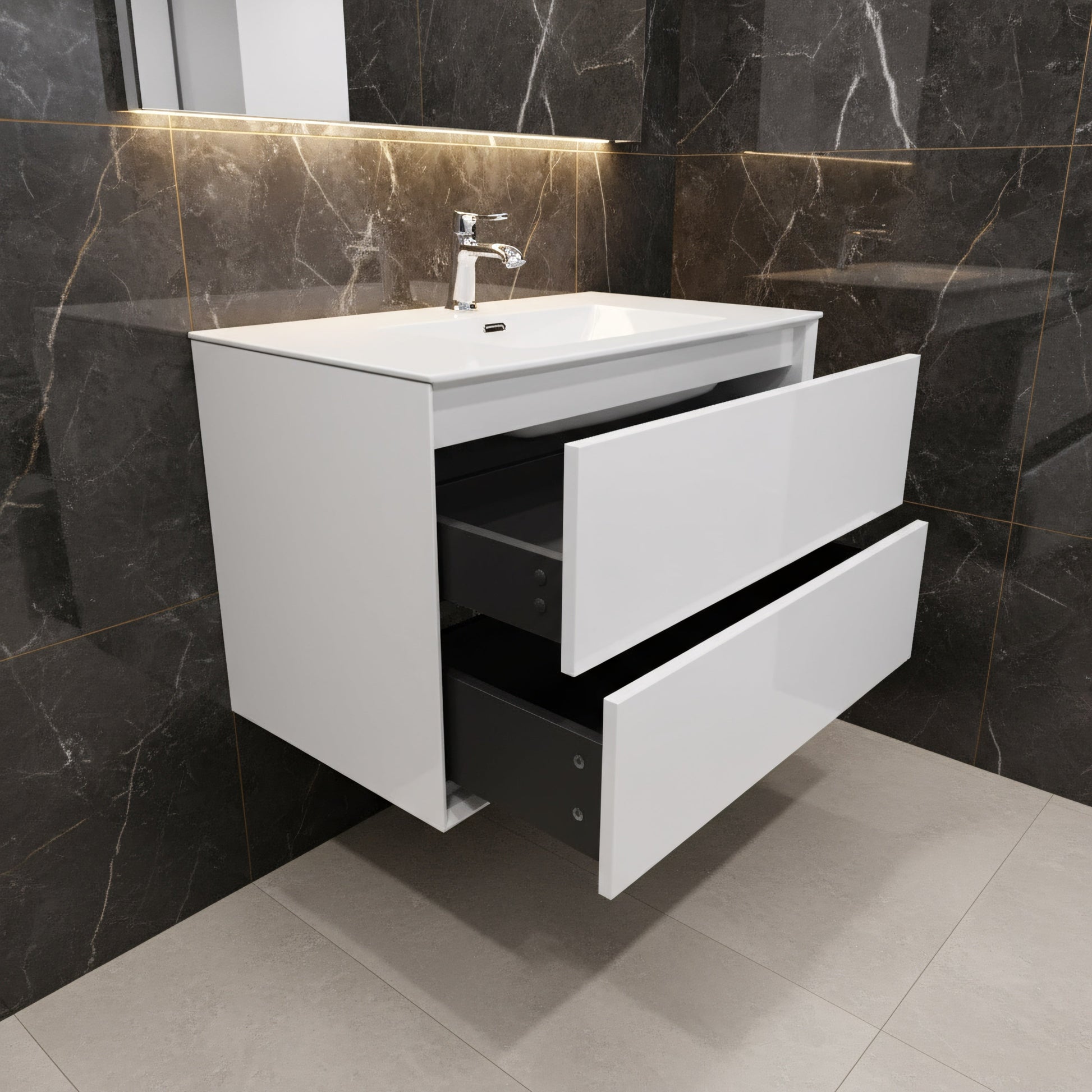 36" White Wall Mount Vanity with White Polymarble Countertop-Migration_Bathroom Vanities-DECOROLALA