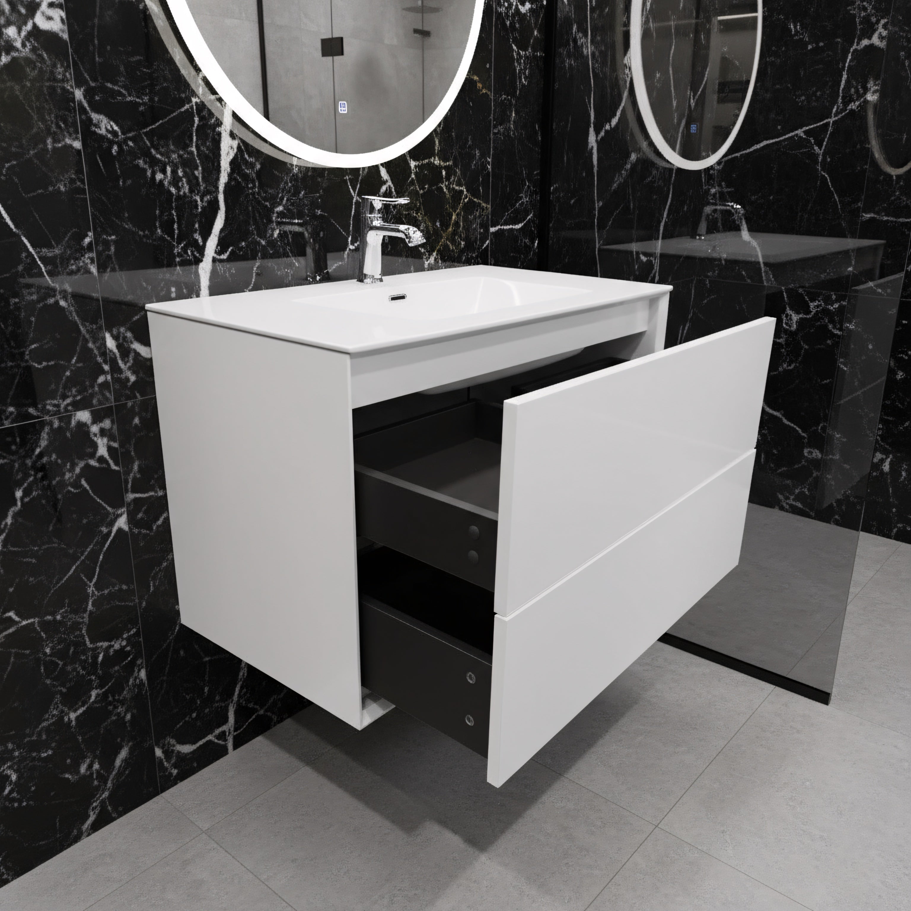 36" White Wall Mount Vanity with White Polymarble Countertop-Migration_Bathroom Vanities-DECOROLALA
