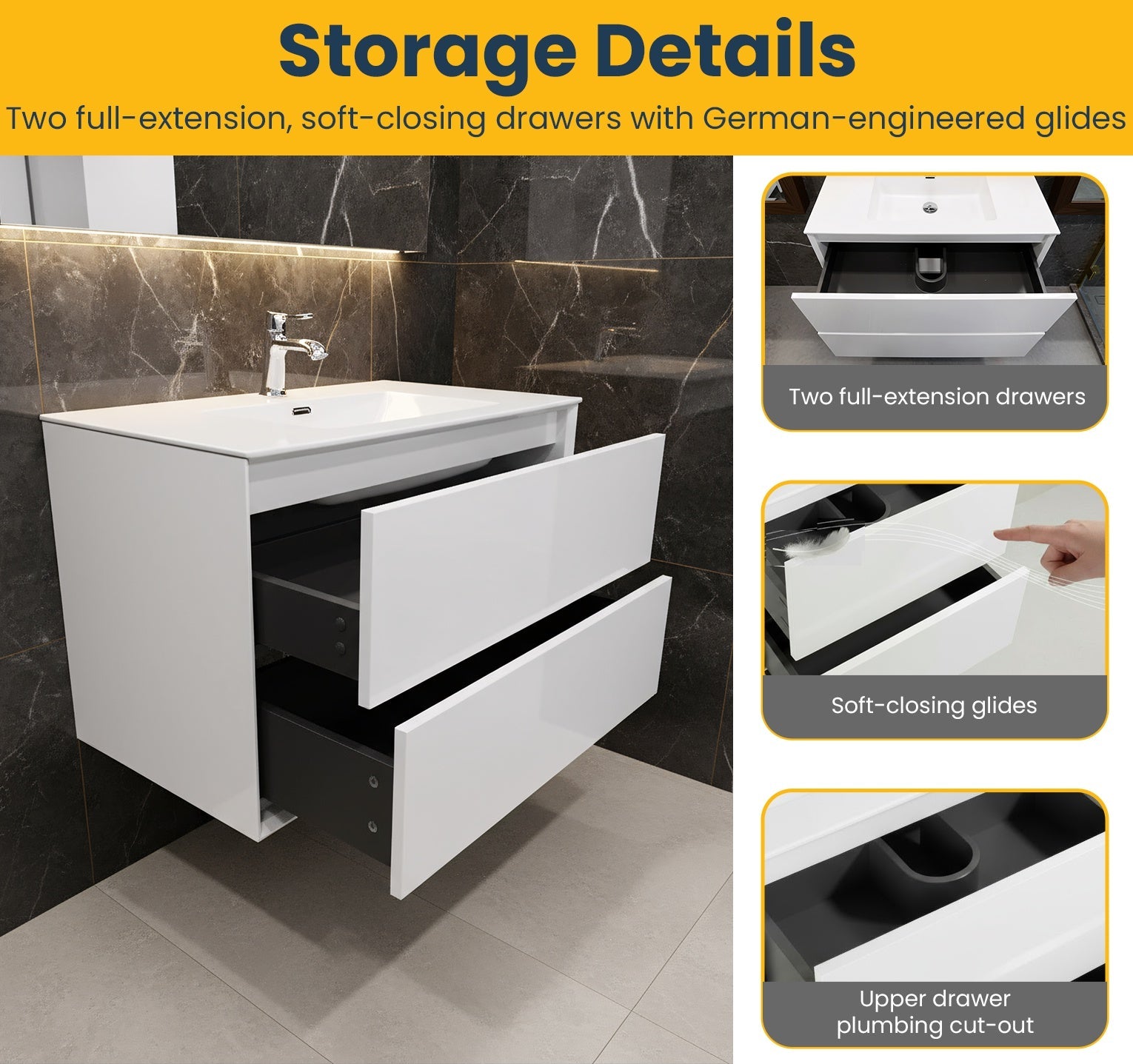 36" White Wall Mount Vanity with White Polymarble Countertop-Migration_Bathroom Vanities-DECOROLALA