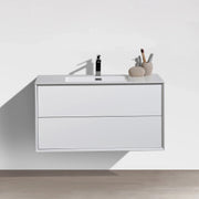 36" White Wall Mount Vanity with White Polymarble Countertop-Migration_Bathroom Vanities-DECOROLALA