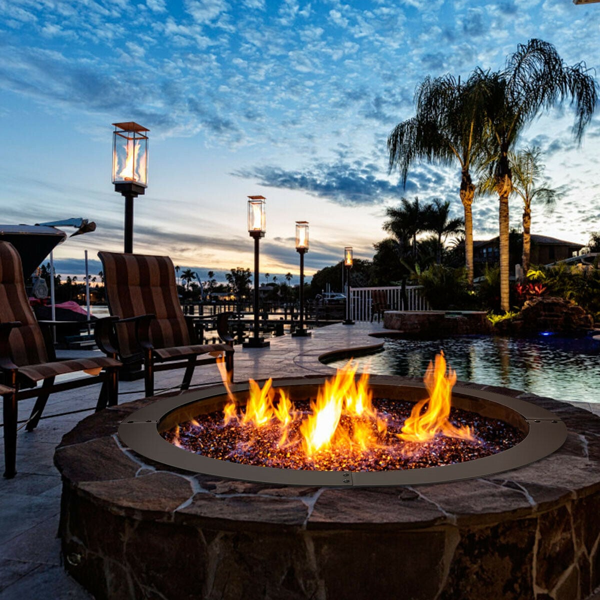36 inch Round Steel Fire Pit Ring Line for Outdoor Backyard-Fire Pits-DECOROLALA