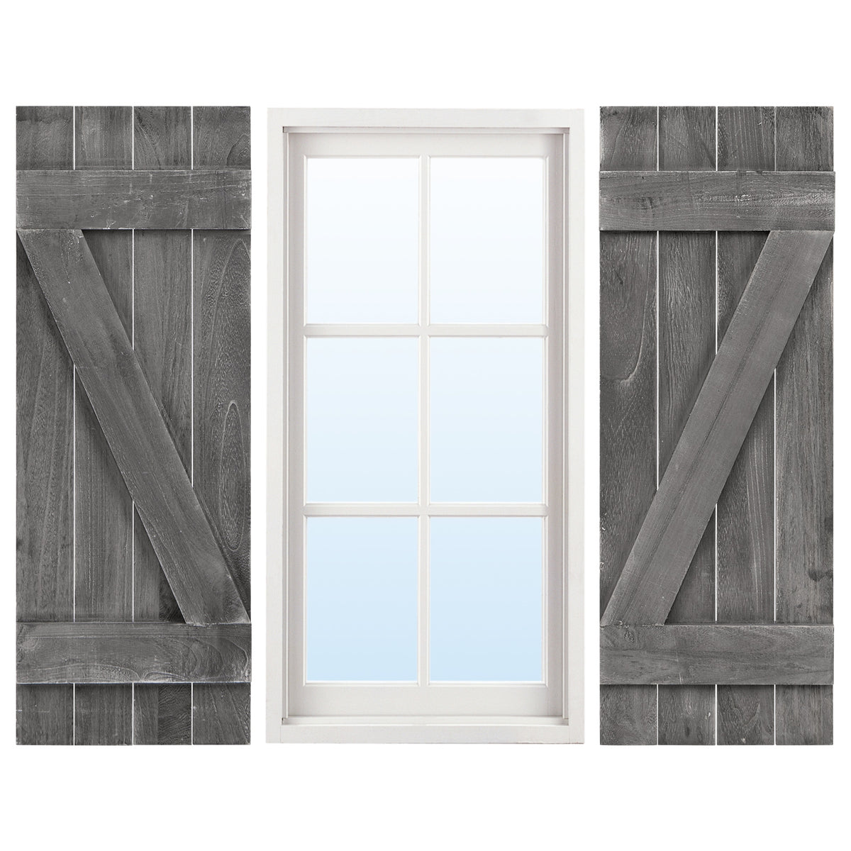 36 x 13 Inch Farmhouse Paulownia Wood Window Shutters Set of 2 for Windows-Dark Gray-Wall Decor-DECOROLALA
