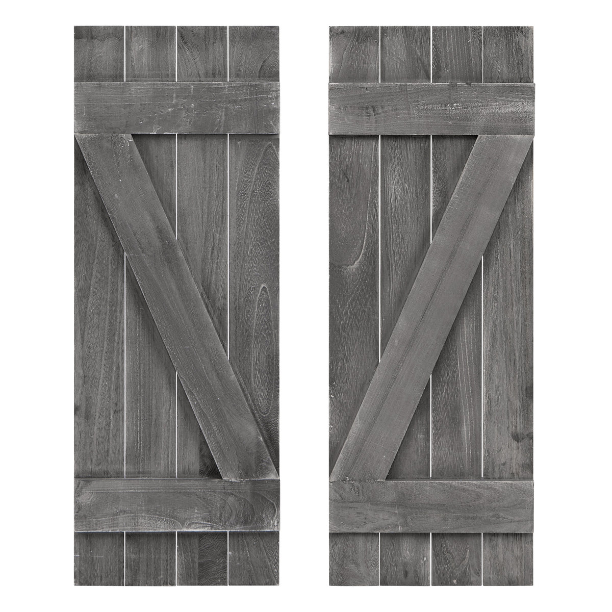 36 x 13 Inch Farmhouse Paulownia Wood Window Shutters Set of 2 for Windows-Dark Gray-Wall Decor-DECOROLALA