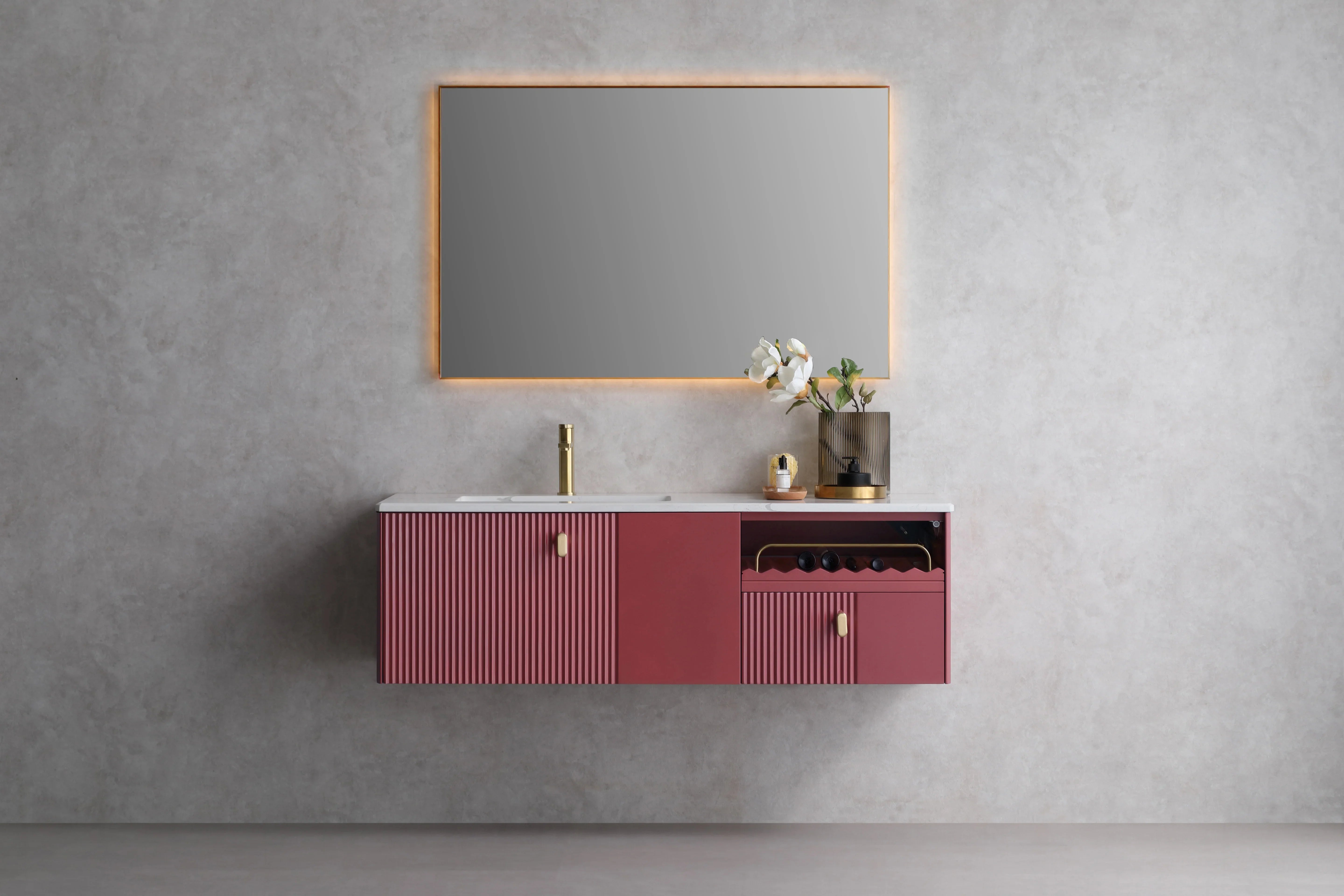 36" x 28" LED Bathroom Mirror with Brushed Gold Metal Frame-Migration_Mirrors-DECOROLALA