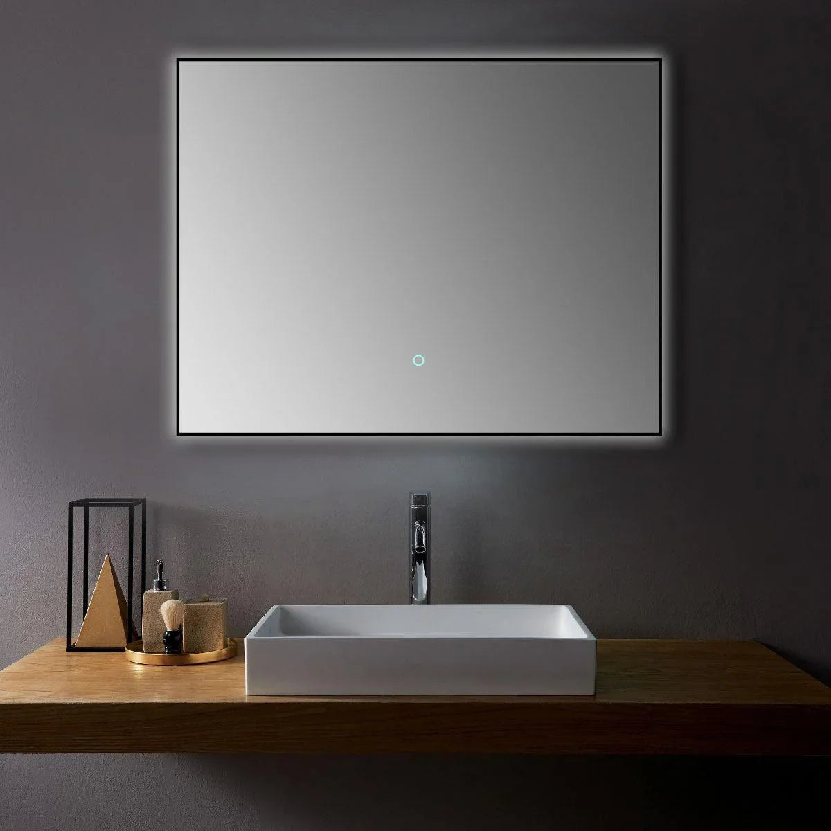 36" x 28" Premium LED Bathroom Mirror with Matte Black Aluminum Frame - Anti-Fog Smart Mirror with Adaptive Dimming Control, 6000K Cool White Lighting & Compact Illumination Design-Migration_Mirrors-DECOROLALA