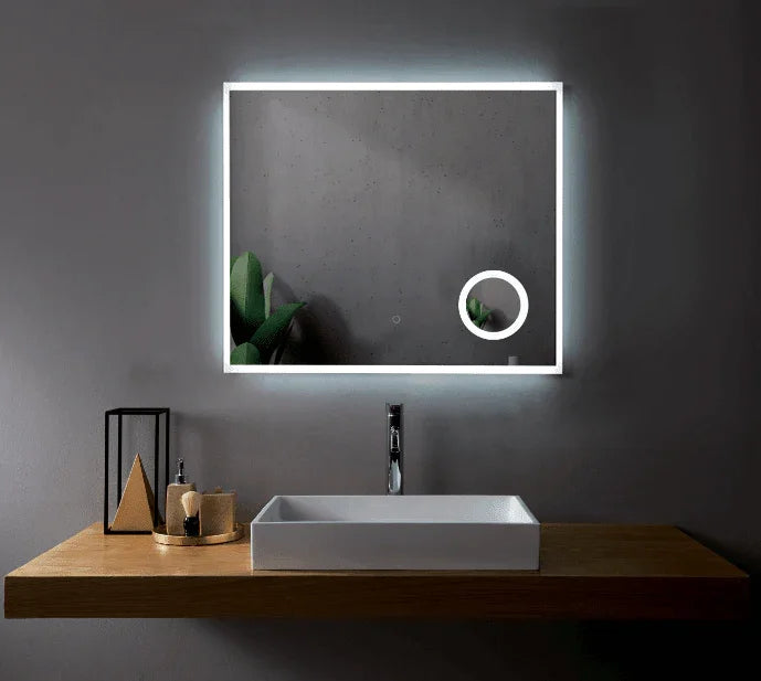 36" × 29.5" Frameless LED Bathroom Mirror with 3X Magnifying Mirror-Migration_Mirrors-DECOROLALA