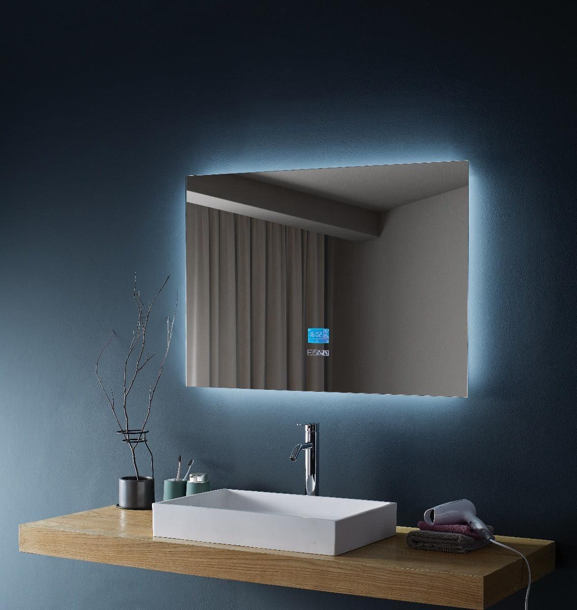 36" x 30" Smart LED Bathroom Mirror with Touch Screen Display - Bluetooth Mirror with Built-in Speakers, Automatic Anti-Fog Technology, Energy-Saving Lighting & Frameless Design-Migration_Mirrors-DECOROLALA
