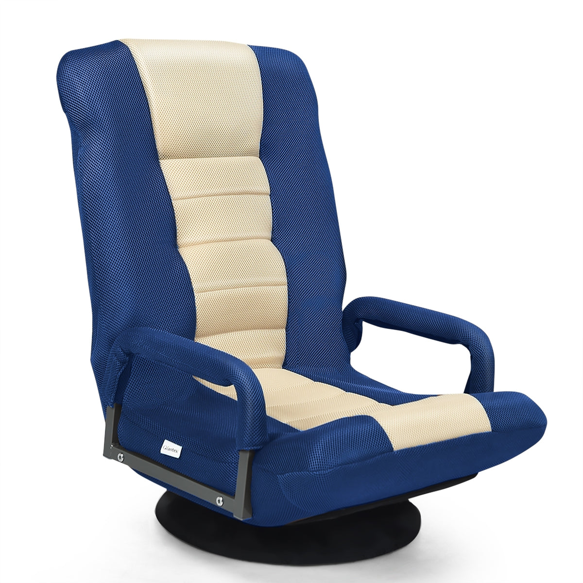 360-Degree Swivel Gaming Floor Chair with Foldable Adjustable Backrest-Blue-Floor Chairs-DECOROLALA
