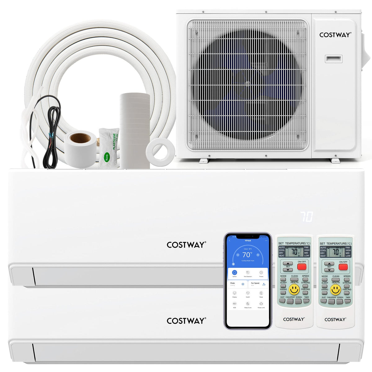 36000 BTU 2 Zone 23 SEER2 Mini Split Air Conditioner Wifi Enabled with Heat Pump-12K + 18K-Multi-Zone Mini Split Air Conditioners-DECOROLALA