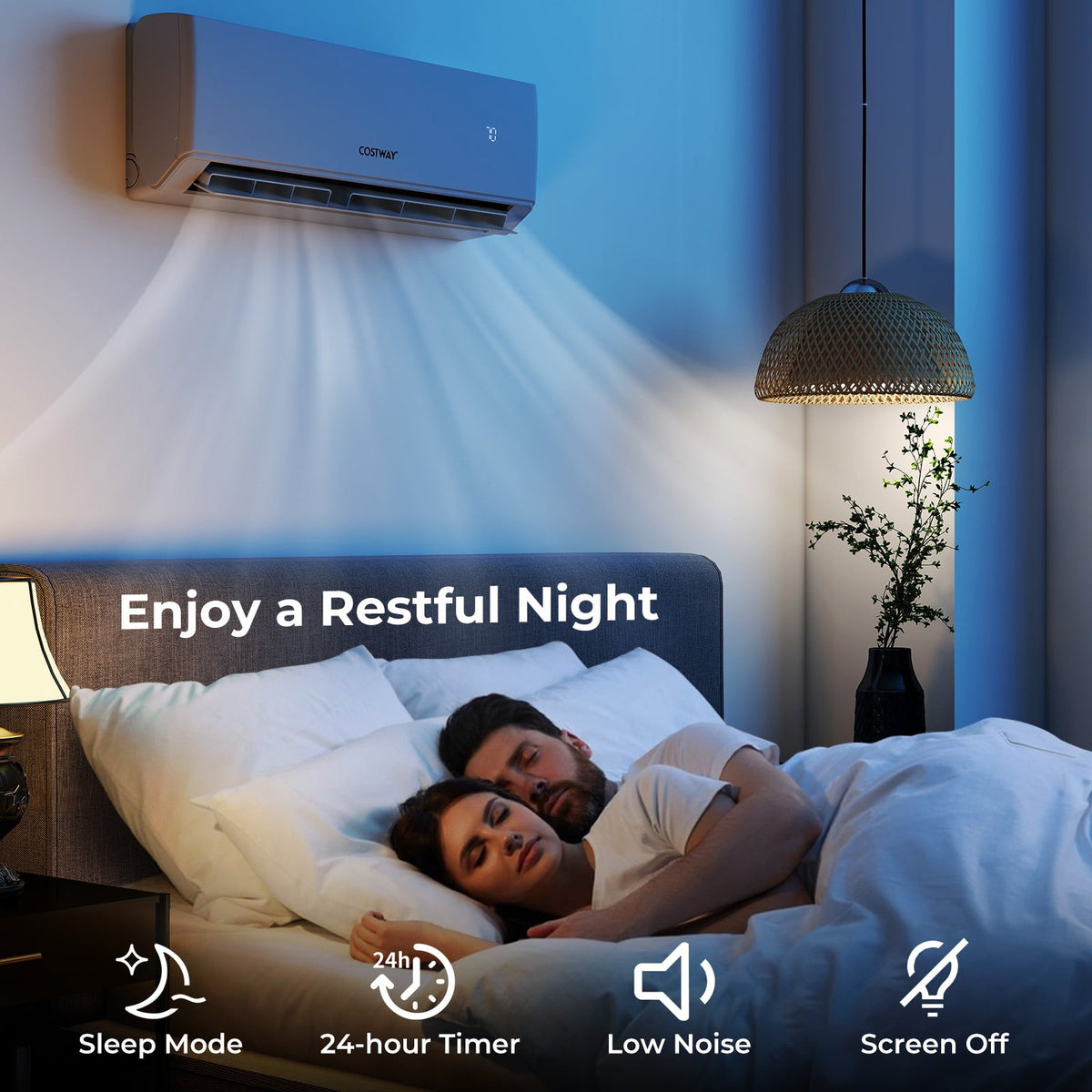 36000 BTU 4 Zone 23 SEER2 Mini Split Air Conditioner Wifi Enabled with Heat Pump-9K + 12K + 12K + 12K-Multi-Zone Mini Split Air Conditioners-DECOROLALA