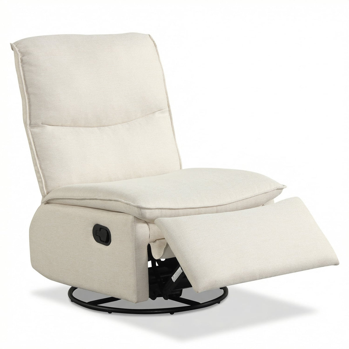 360° Swivel Rocking Chair with Cushioned Back for Living Room-Beige-Recliners-DECOROLALA
