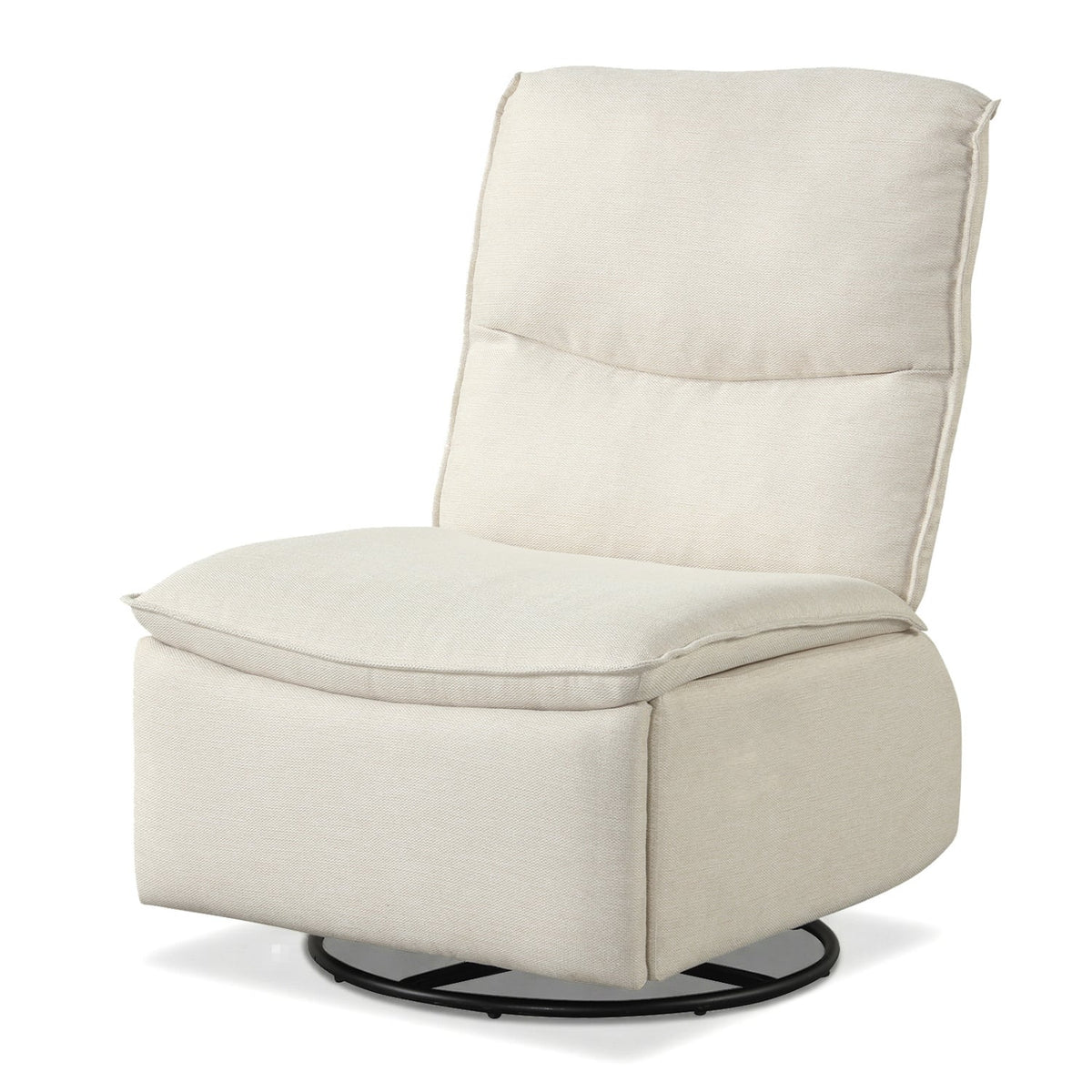 360° Swivel Rocking Chair with Cushioned Back for Living Room-Beige-Recliners-DECOROLALA