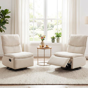 360° Swivel Rocking Chair with Cushioned Back for Living Room-Beige-Recliners-DECOROLALA