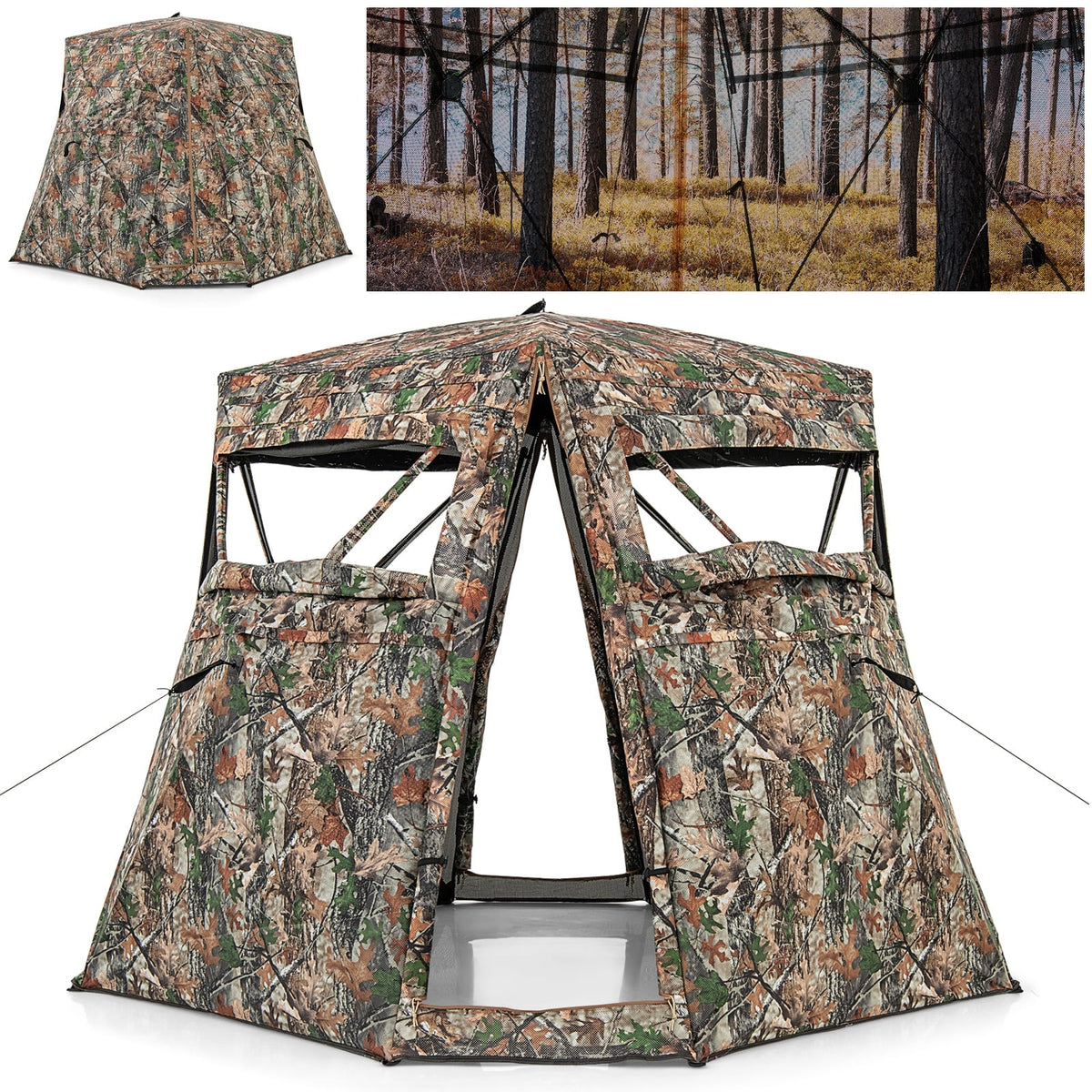 360° One Way See Through Ground Hunting Blind for Deer and Turkey Hunting-Tents-DECOROLALA