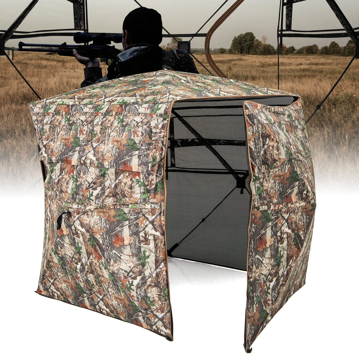 360° One Way See Through Hunting Blind Ground Blind with Portable Carrying Bag-Tents-DECOROLALA
