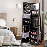 360° Rotatable 2-in-1 Lockable Jewelry Cabinet with Full-Length Mirror-Black-Jewelry Armoires-DECOROLALA