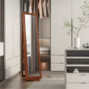 360° Rotatable Armoire 2-in-1 Lockable Mirrored Jewelry Cabinet-Brown-Jewelry Armoires-DECOROLALA