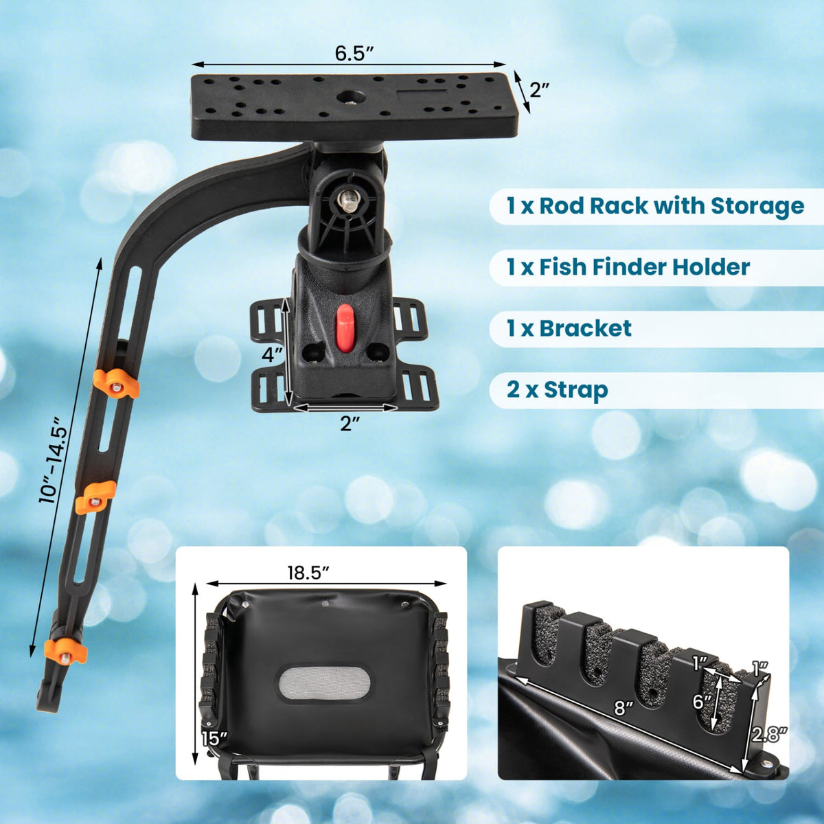 360° Rotatable Fishing Boat Accessory Set of 2 with Mount Bracket-Surfing-DECOROLALA