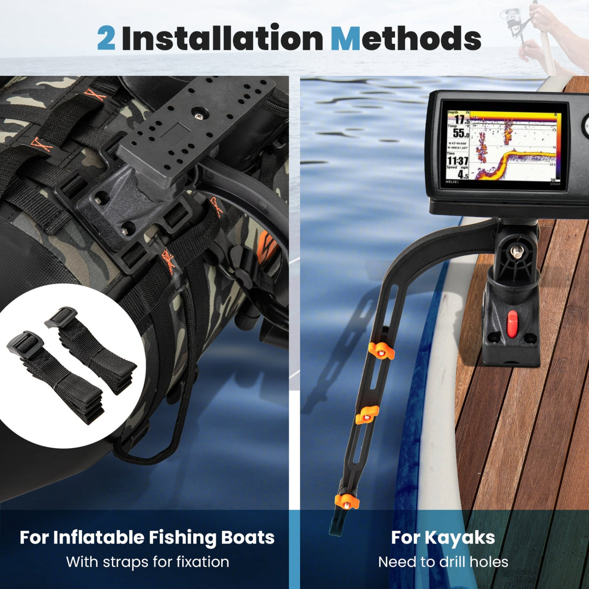 360° Rotatable Fishing Boat Accessory Set of 2 with Mount Bracket-Surfing-DECOROLALA