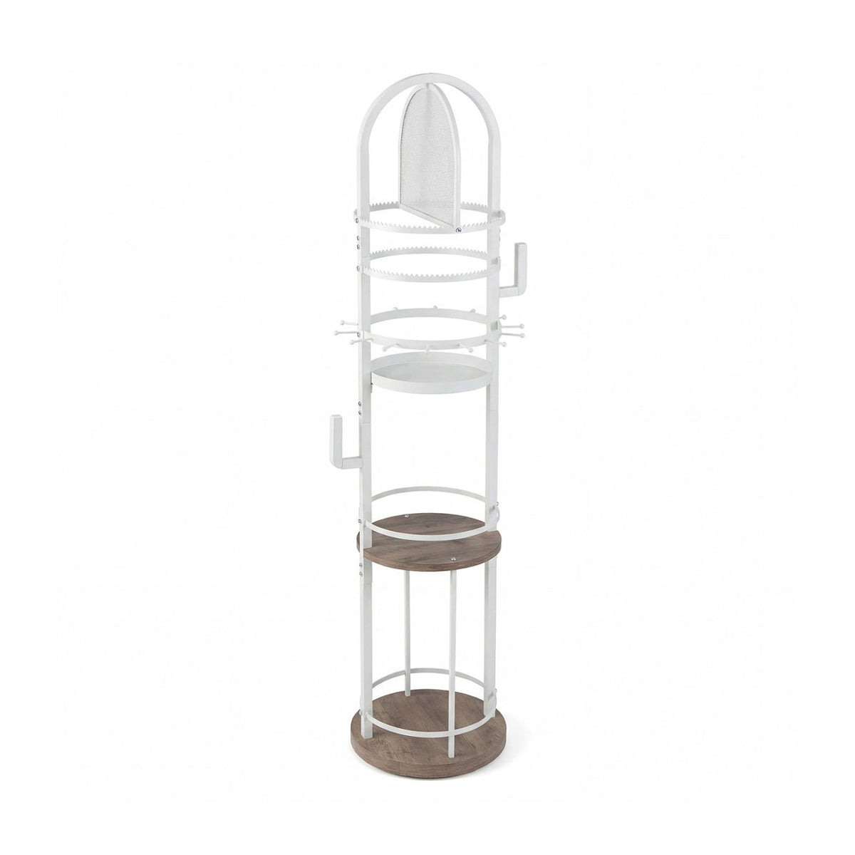360° Rotating Floor Jewelry Storage Rack with 3 Shelves-Gray-Jewelry Armoires-DECOROLALA