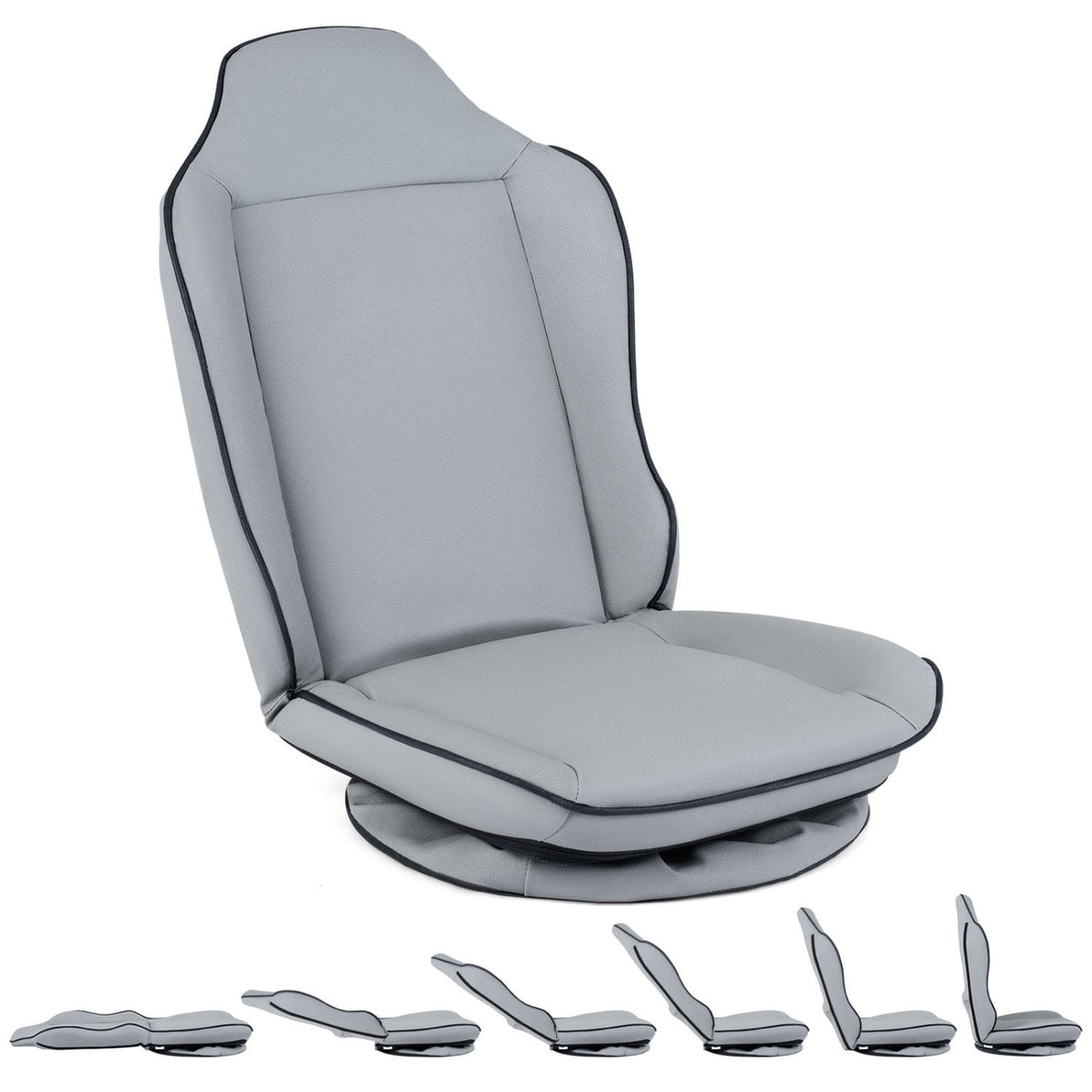 360° Swivel Floor Gaming Chair with 5-Level Adjustable Backrest-Gray-Gaming Chairs-DECOROLALA