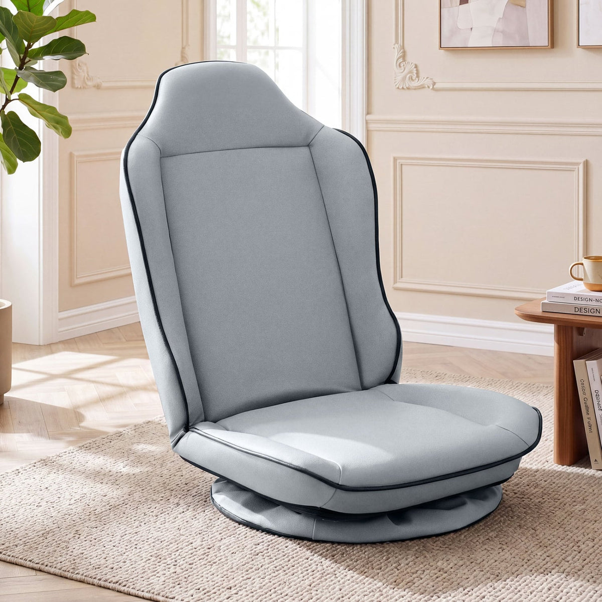 360° Swivel Floor Gaming Chair with 5-Level Adjustable Backrest-Gray-Gaming Chairs-DECOROLALA