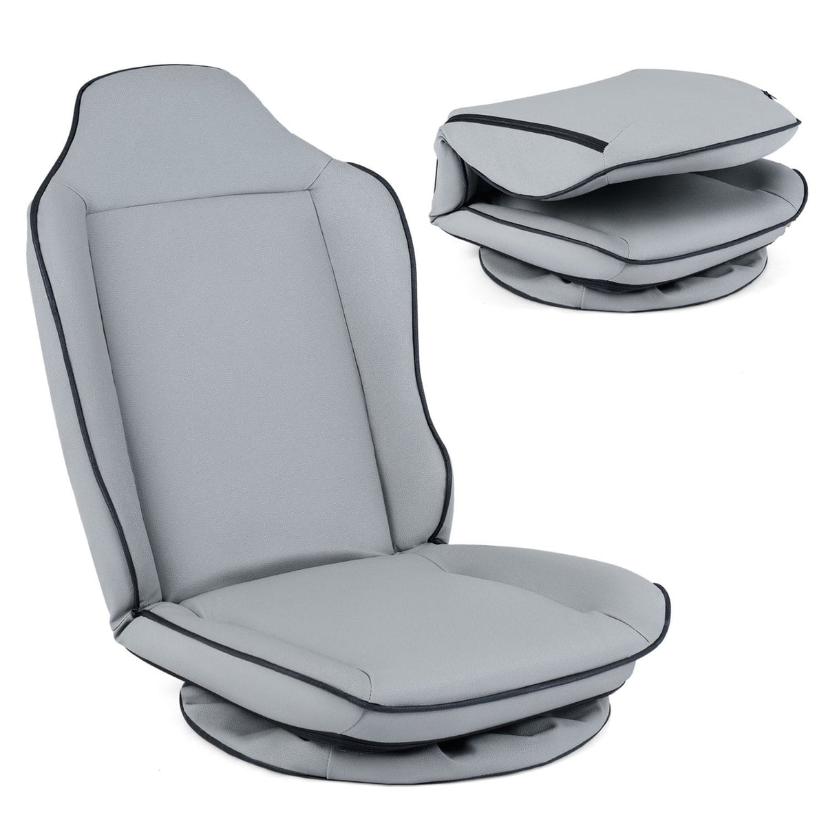 360° Swivel Floor Gaming Chair with 5-Level Adjustable Backrest-Gray-Gaming Chairs-DECOROLALA