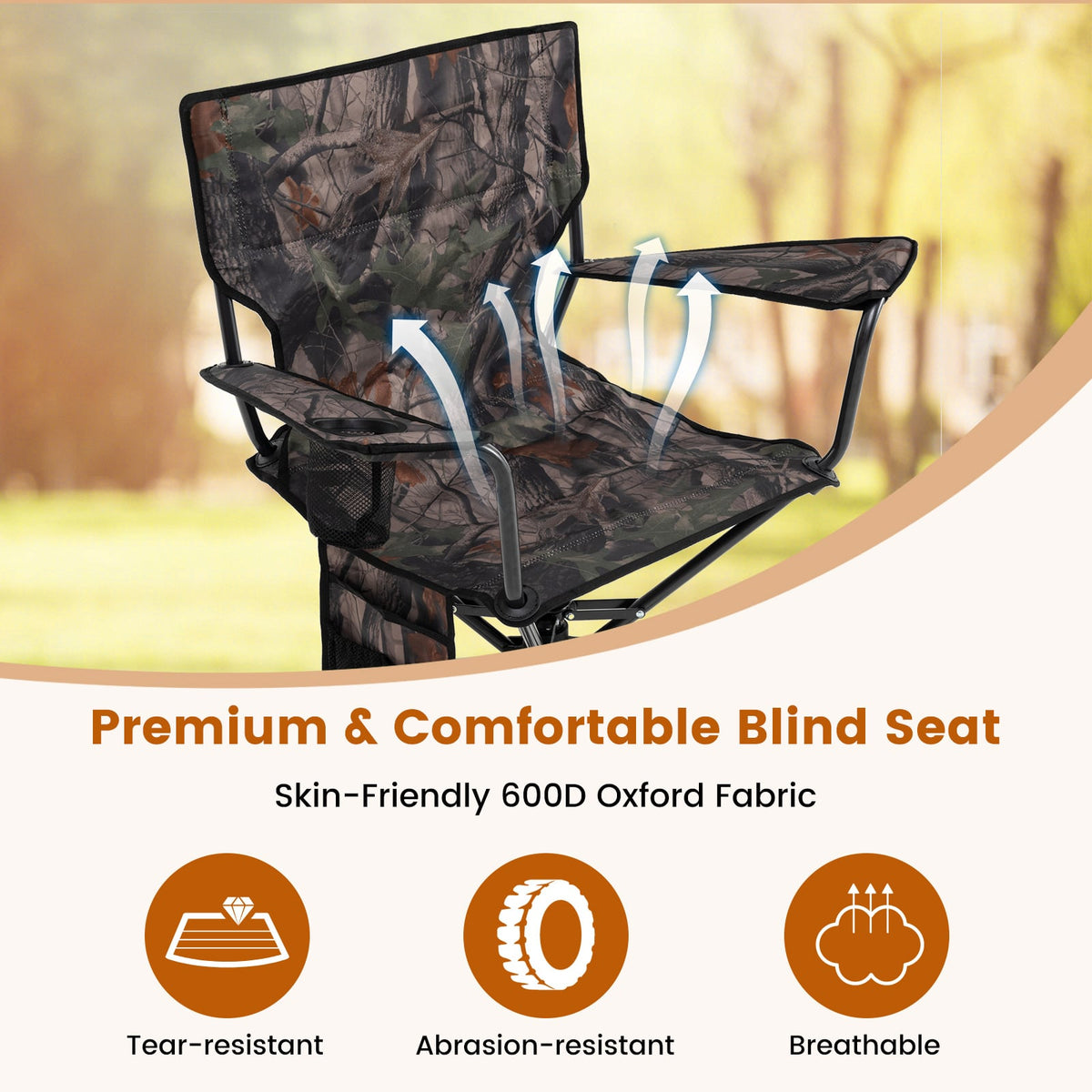 360° Swivel Hunting Chair Portable Foldable Hunting Chair Set of 2-Camo-Camping Furniture-DECOROLALA