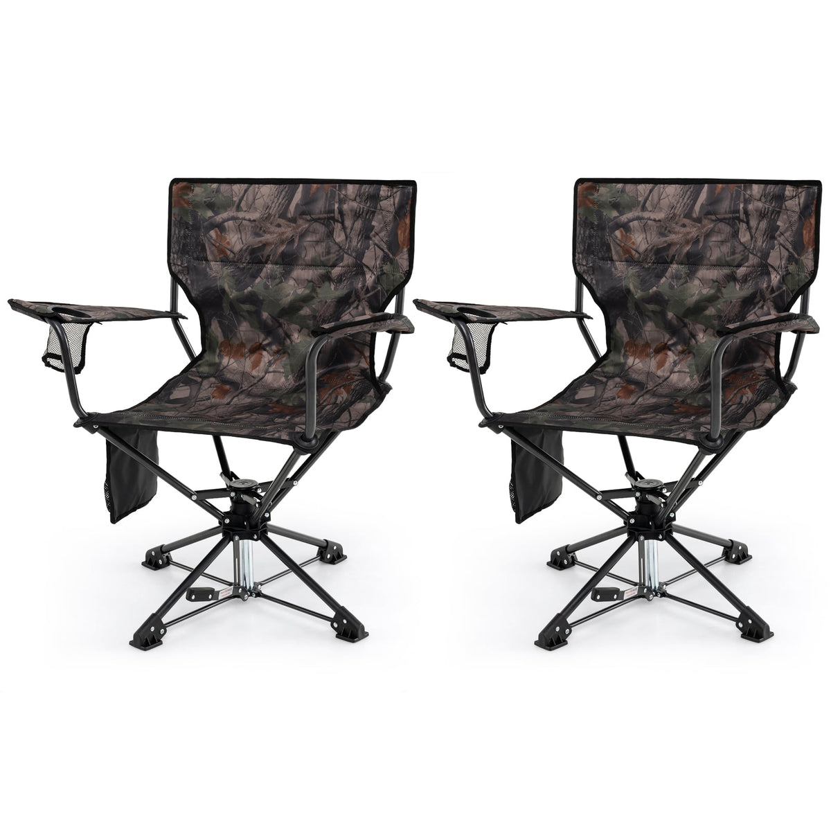 360° Swivel Hunting Chair Portable Foldable Hunting Chair Set of 2-Camo-Camping Furniture-DECOROLALA