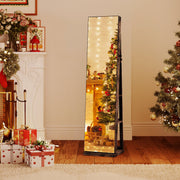 360° Swivel Jewelry Cabinet with Full Length Mirror-Rustic Brown-Jewelry Armoires-DECOROLALA