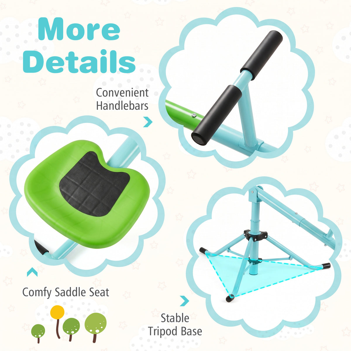 360°Rotation Kids Seesaw Swivel Teeter Totter Playground Equipment