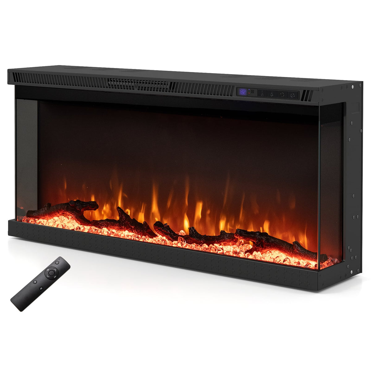 36/40/50/60 Inch Wide 3-Sided Electric Fireplace Insert with Remote Control and 12 Flame Colors-36 Inch-Fireplaces-DECOROLALA