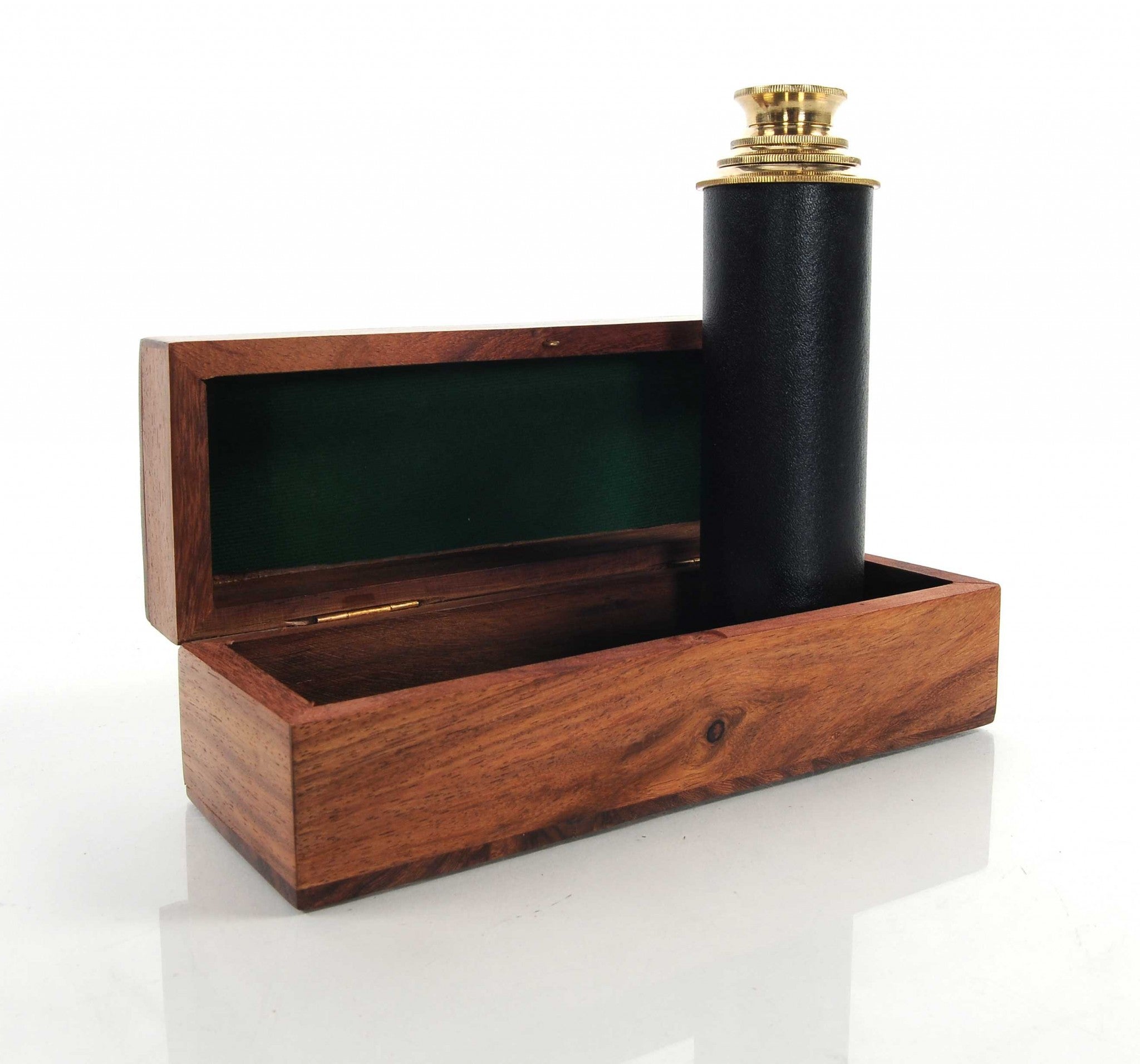 1.5" X 15" X 1.5" Handheld Telescope In Wood Box-Sculptures-DECOROLALA