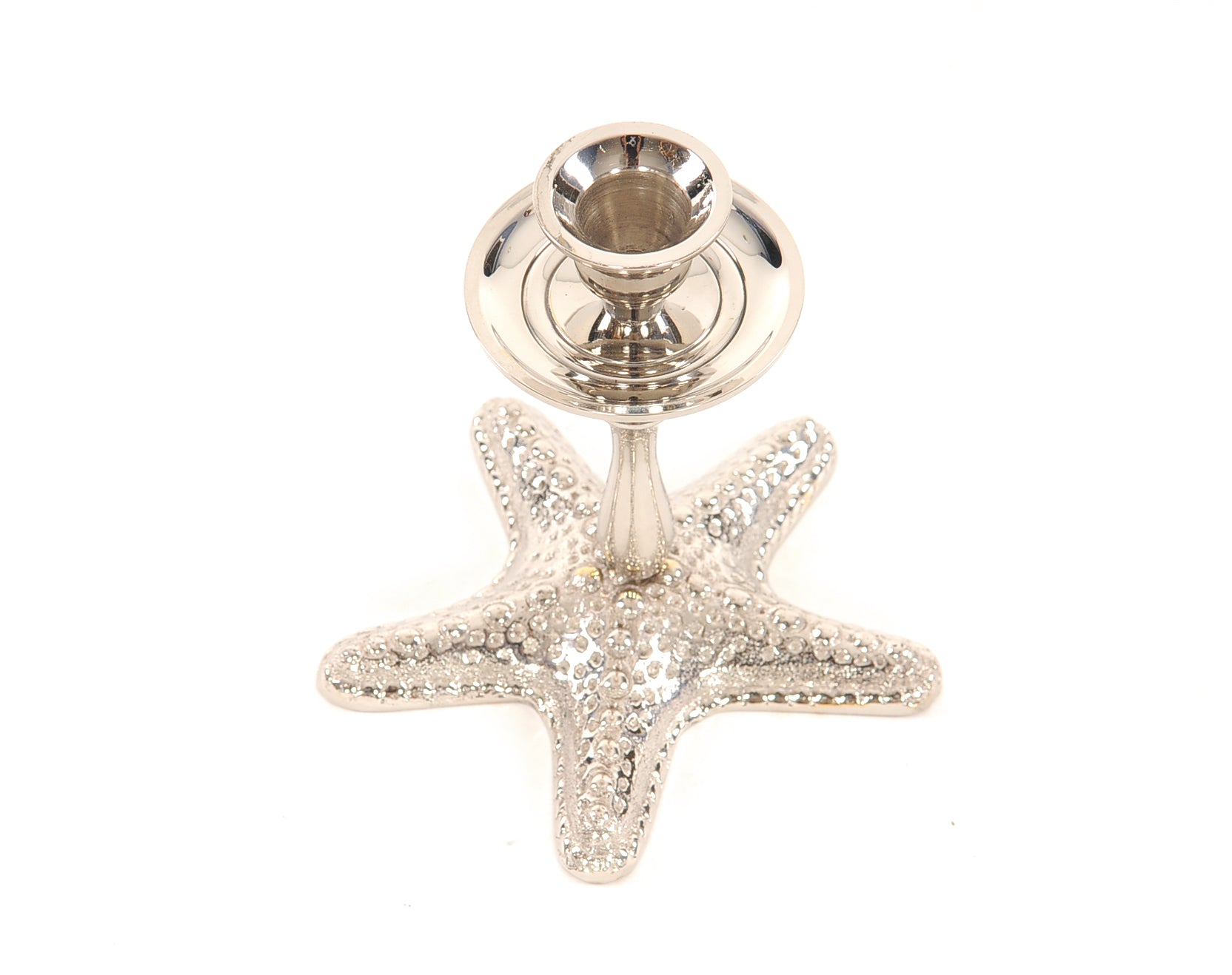 5" Silver Brass Starfish Tabletop Candle Holder-Candle Holders-DECOROLALA